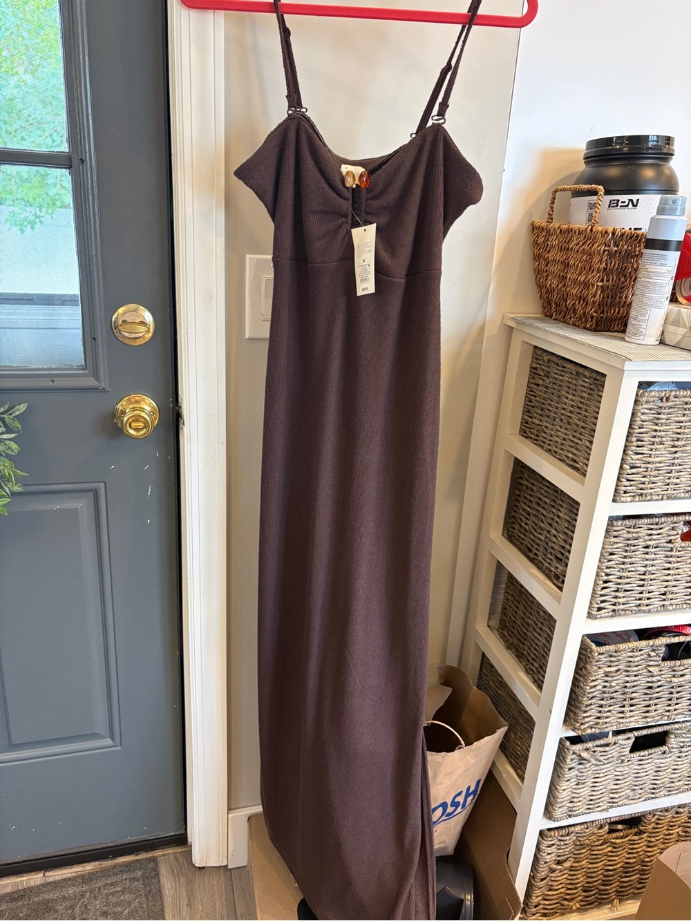 A new day Brown Maxi Dress with optional Spaghetti Straps